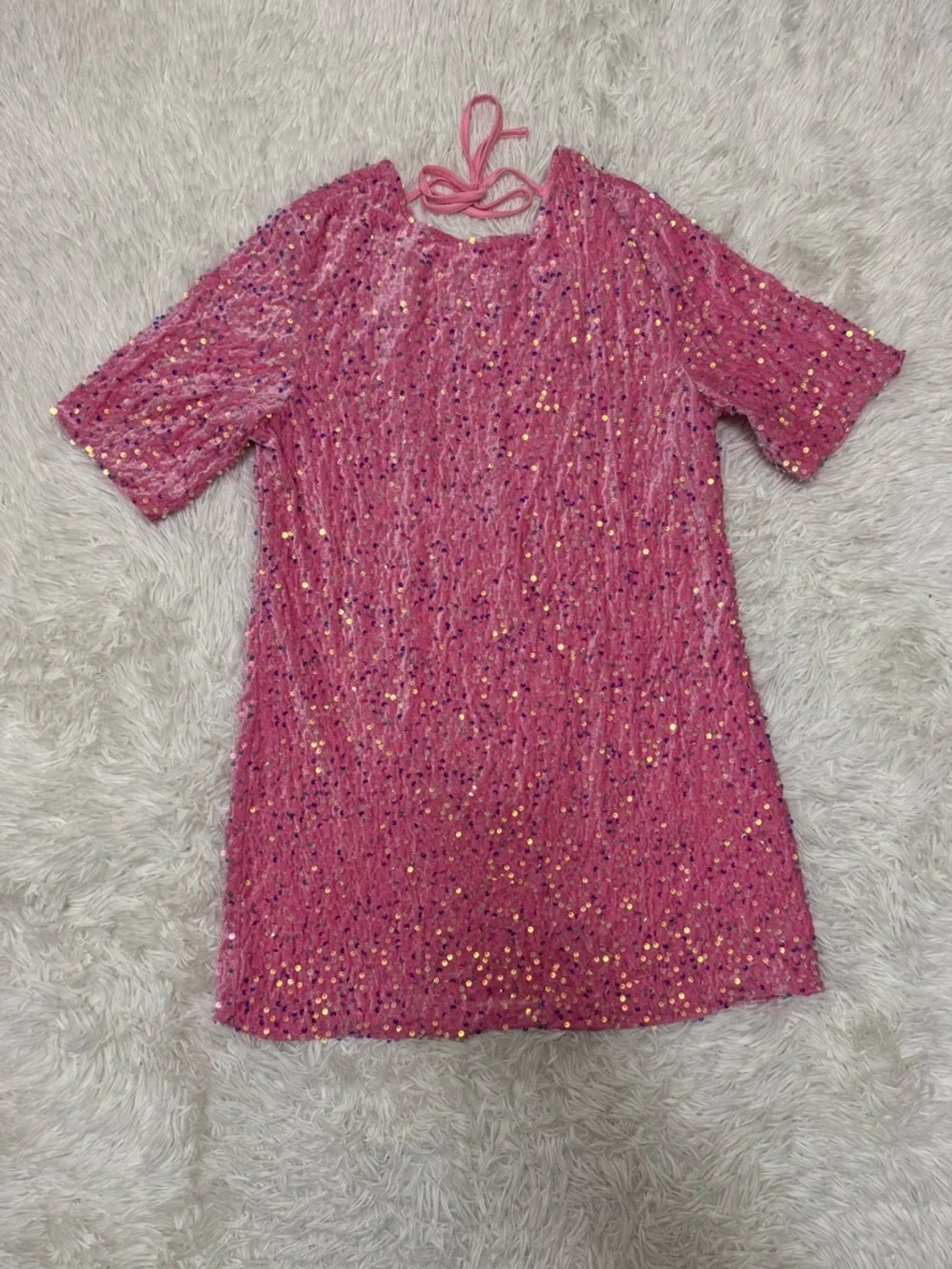 Pink Sequin Dress Sparkly Pink Dress - Picture 2 of 6
